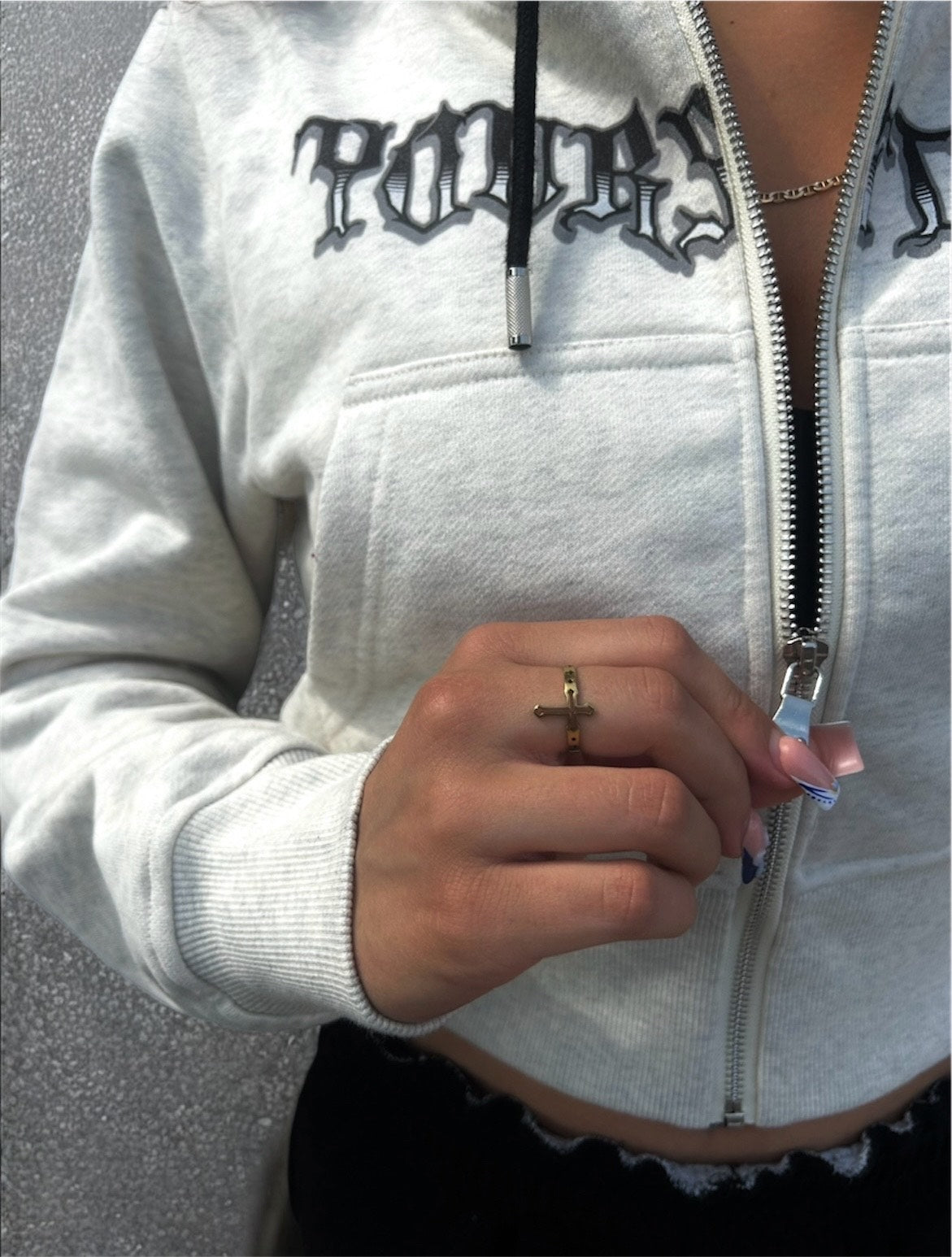 Snow Grey YoursTruly Cropped Zip