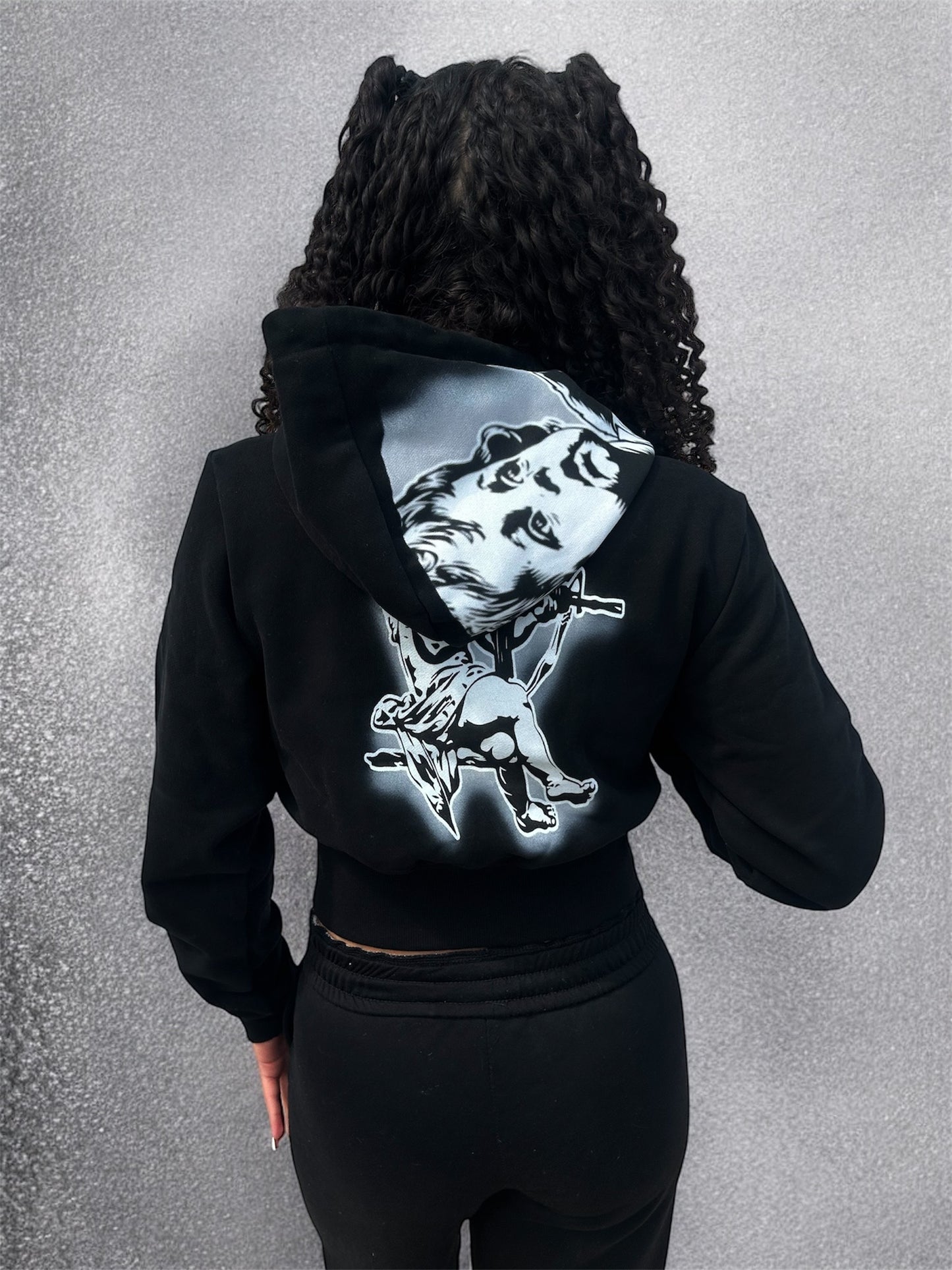 Black YoursTruly Cropped Zip