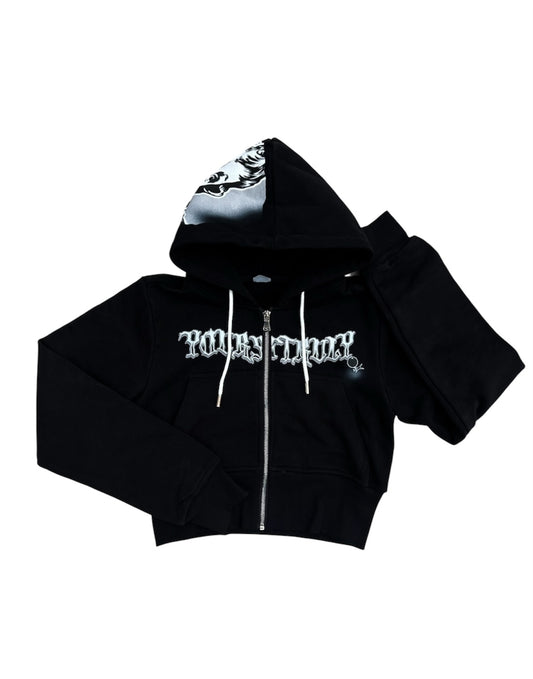 Black YoursTruly Cropped Zip