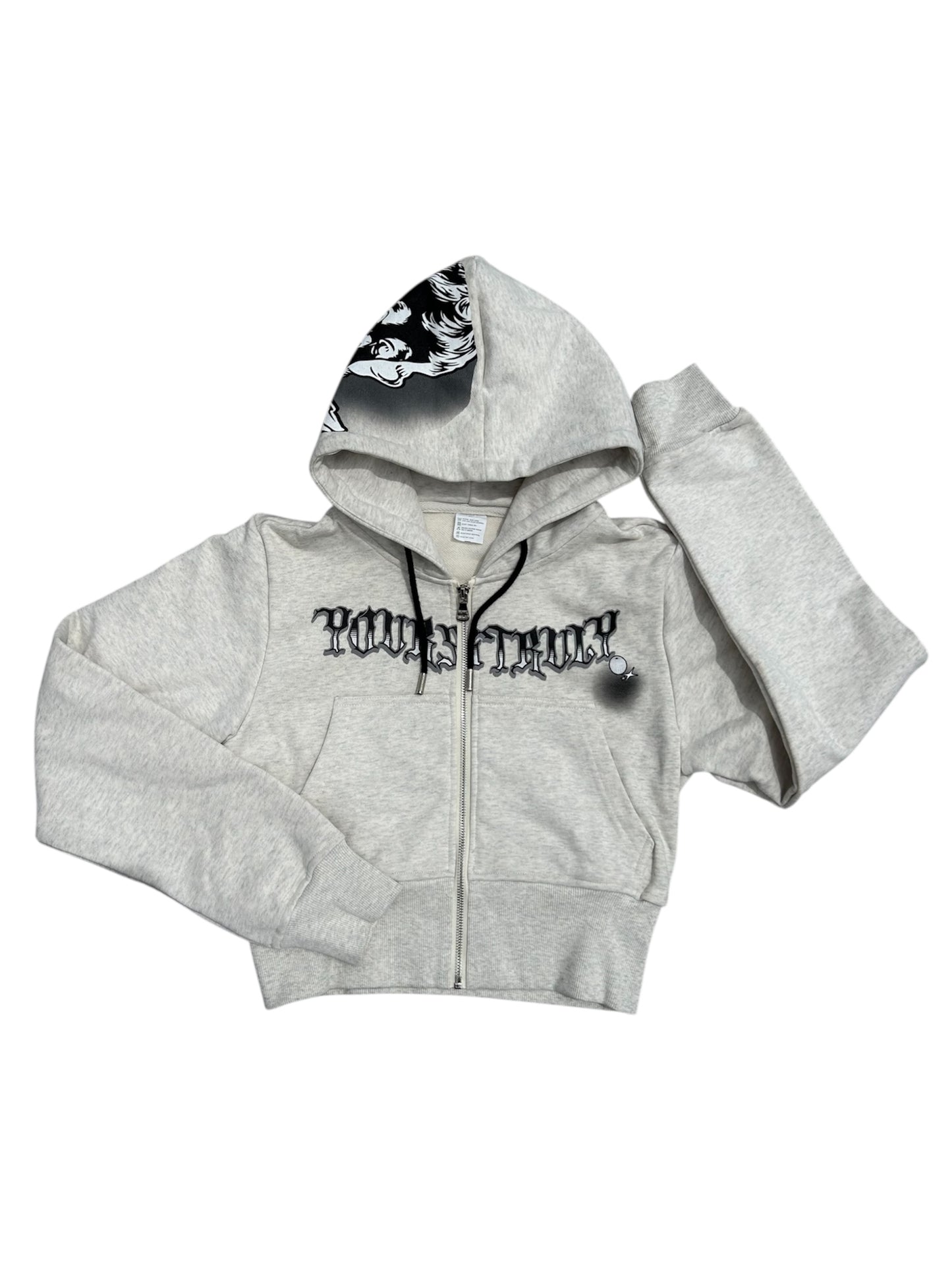 Snow Grey YoursTruly Cropped Zip