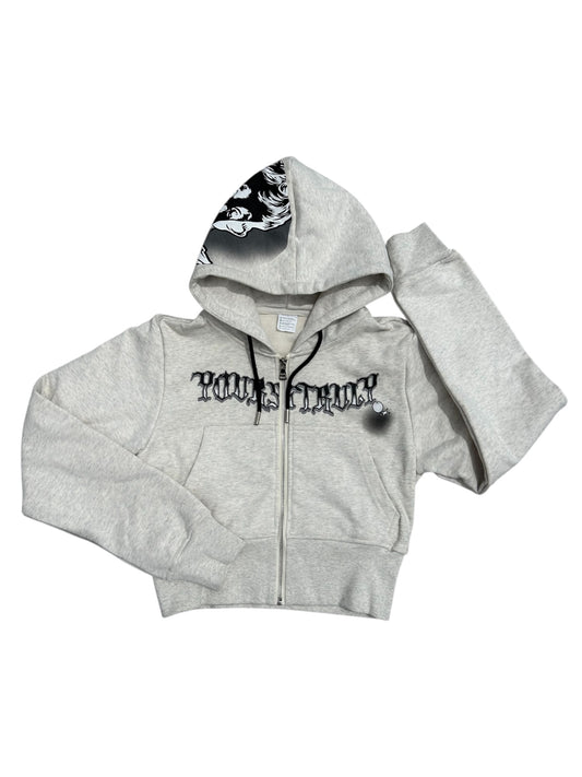 Snow Grey YoursTruly Cropped Zip