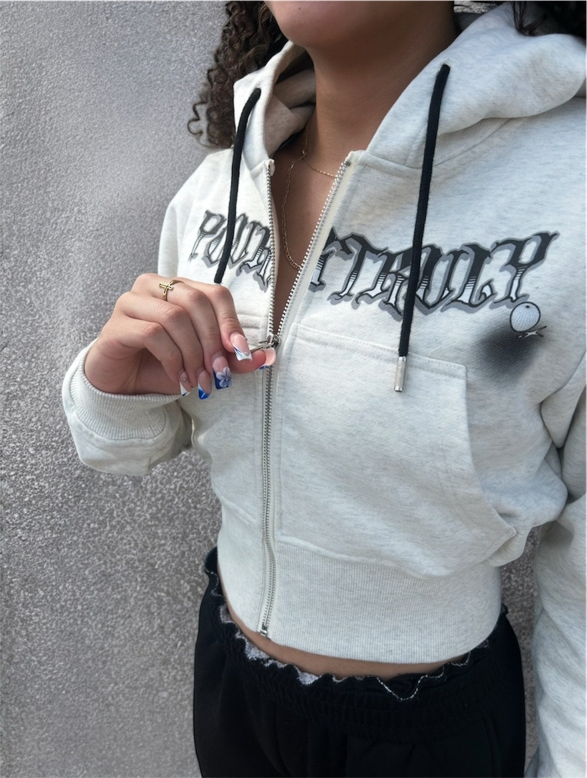 Snow Grey YoursTruly Cropped Zip